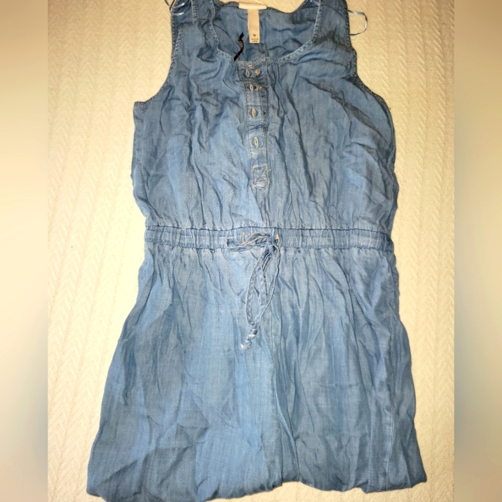 Knox Rose Blue Denim Sleeveless Long Pant Romper Medium